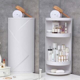 "olpad White Corner Shelf: 360° Rotation, Bathroom & Toilet Organizer (Big, Plastic)"