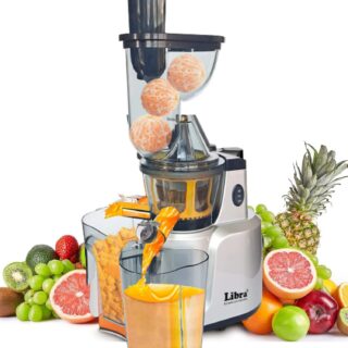 "Libra Cold Press Slow Juicer: 48 RPM, 240W Motor, All Fruits & Veggies (Silver)"